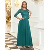 image:imageBeryLove Women Long Sleeve Formal Wedding Guest Mother of the Bride Dress  Lace amp Chiffon Fabric Elegant Modest Maxi Gown Ideal for Prom Bridesmaid Cocktail Party Evening GalaPeacock Green