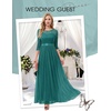 image:imageBeryLove Women Long Sleeve Formal Wedding Guest Mother of the Bride Dress  Lace amp Chiffon Fabric Elegant Modest Maxi Gown Ideal for Prom Bridesmaid Cocktail Party Evening GalaPeacock Green