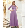 image:imageBeryLove Women Long Sleeve Formal Wedding Guest Mother of the Bride Dress  Lace amp Chiffon Fabric Elegant Modest Maxi Gown Ideal for Prom Bridesmaid Cocktail Party Evening GalaPurple