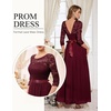 image:imageBeryLove Women Long Sleeve Formal Wedding Guest Mother of the Bride Dress  Lace amp Chiffon Fabric Elegant Modest Maxi Gown Ideal for Prom Bridesmaid Cocktail Party Evening GalaBurgundy