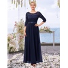 image:imageBeryLove Women Long Sleeve Formal Wedding Guest Mother of the Bride Dress  Lace amp Chiffon Fabric Elegant Modest Maxi Gown Ideal for Prom Bridesmaid Cocktail Party Evening GalaNavy