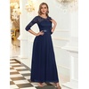 image:imageBeryLove Women Long Sleeve Formal Wedding Guest Mother of the Bride Dress  Lace amp Chiffon Fabric Elegant Modest Maxi Gown Ideal for Prom Bridesmaid Cocktail Party Evening GalaNavy