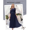 image:imageBeryLove Women Long Sleeve Formal Wedding Guest Mother of the Bride Dress  Lace amp Chiffon Fabric Elegant Modest Maxi Gown Ideal for Prom Bridesmaid Cocktail Party Evening GalaNavy