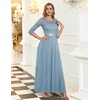 image:imageBeryLove Women Long Sleeve Formal Wedding Guest Mother of the Bride Dress  Lace amp Chiffon Fabric Elegant Modest Maxi Gown Ideal for Prom Bridesmaid Cocktail Party Evening GalaGrey Blue