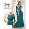 image:imageBeryLove Women Long Sleeve Formal Wedding Guest Mother of the Bride Dress  Lace amp Chiffon Fabric Elegant Modest Maxi Gown Ideal for Prom Bridesmaid Cocktail Party Evening GalaPeacock Green