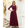 image:imageBeryLove Women Long Sleeve Formal Wedding Guest Mother of the Bride Dress  Lace amp Chiffon Fabric Elegant Modest Maxi Gown Ideal for Prom Bridesmaid Cocktail Party Evening GalaBurgundy