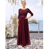 image:imageBeryLove Women Long Sleeve Formal Wedding Guest Mother of the Bride Dress  Lace amp Chiffon Fabric Elegant Modest Maxi Gown Ideal for Prom Bridesmaid Cocktail Party Evening GalaBurgundy