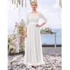 image:imageBeryLove Women Long Sleeve Formal Wedding Guest Mother of the Bride Dress  Lace amp Chiffon Fabric Elegant Modest Maxi Gown Ideal for Prom Bridesmaid Cocktail Party Evening GalaWhite