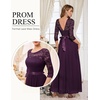 image:imageBeryLove Women Long Sleeve Formal Wedding Guest Mother of the Bride Dress  Lace amp Chiffon Fabric Elegant Modest Maxi Gown Ideal for Prom Bridesmaid Cocktail Party Evening GalaGrape