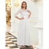 image:imageBeryLove Women Long Sleeve Formal Wedding Guest Mother of the Bride Dress  Lace amp Chiffon Fabric Elegant Modest Maxi Gown Ideal for Prom Bridesmaid Cocktail Party Evening GalaWhite