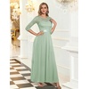 image:imageBeryLove Women Long Sleeve Formal Wedding Guest Mother of the Bride Dress  Lace amp Chiffon Fabric Elegant Modest Maxi Gown Ideal for Prom Bridesmaid Cocktail Party Evening GalaLight Green