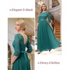 image:imageBeryLove Women Long Sleeve Formal Wedding Guest Mother of the Bride Dress  Lace amp Chiffon Fabric Elegant Modest Maxi Gown Ideal for Prom Bridesmaid Cocktail Party Evening GalaPeacock Green