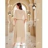 image:imageBeryLove Women Sequin Formal Cocktail Evening Long Wedding Mother Dress  2 Piece Set with Sparkly Lace Dress and Chiffon Shawl Sleeveless V Neck A Line Maxi Gown for Prom Party Bridesmaid EventsChampagne