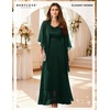 image:imageBeryLove Women Sequin Formal Cocktail Evening Long Wedding Mother Dress  2 Piece Set with Sparkly Lace Dress and Chiffon Shawl Sleeveless V Neck A Line Maxi Gown for Prom Party Bridesmaid EventsBdarkgreen