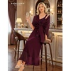 image:imageBeryLove Women Sequin Formal Cocktail Evening Long Wedding Mother Dress  2 Piece Set with Sparkly Lace Dress and Chiffon Shawl Sleeveless V Neck A Line Maxi Gown for Prom Party Bridesmaid EventsBburgundy