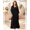 image:imageBeryLove Women Sequin Formal Cocktail Evening Long Wedding Mother Dress  2 Piece Set with Sparkly Lace Dress and Chiffon Shawl Sleeveless V Neck A Line Maxi Gown for Prom Party Bridesmaid EventsBblack