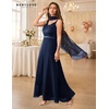 image:imageBeryLove Women Sequin Formal Cocktail Evening Long Wedding Mother Dress  2 Piece Set with Sparkly Lace Dress and Chiffon Shawl Sleeveless V Neck A Line Maxi Gown for Prom Party Bridesmaid EventsBnavy