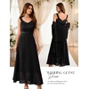 image:imageBeryLove Women Sequin Formal Cocktail Evening Long Wedding Mother Dress  2 Piece Set with Sparkly Lace Dress and Chiffon Shawl Sleeveless V Neck A Line Maxi Gown for Prom Party Bridesmaid EventsBblack