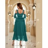 image:imageBeryLove Women Sequin Formal Cocktail Evening Long Wedding Mother Dress  2 Piece Set with Sparkly Lace Dress and Chiffon Shawl Sleeveless V Neck A Line Maxi Gown for Prom Party Bridesmaid EventsPeacock Green