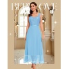 image:imageBeryLove Women Sequin Formal Cocktail Evening Long Wedding Mother Dress  2 Piece Set with Sparkly Lace Dress and Chiffon Shawl Sleeveless V Neck A Line Maxi Gown for Prom Party Bridesmaid EventsLight Blue