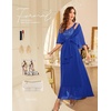 image:imageBeryLove Women Sequin Formal Cocktail Evening Long Wedding Mother Dress  2 Piece Set with Sparkly Lace Dress and Chiffon Shawl Sleeveless V Neck A Line Maxi Gown for Prom Party Bridesmaid EventsRoyalblue