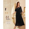 image:imageBeryLove Women Sequin Formal Cocktail Evening Long Wedding Mother Dress  2 Piece Set with Sparkly Lace Dress and Chiffon Shawl Sleeveless V Neck A Line Maxi Gown for Prom Party Bridesmaid EventsBlack