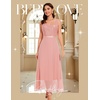 image:imageBeryLove Women Sequin Formal Cocktail Evening Long Wedding Mother Dress  2 Piece Set with Sparkly Lace Dress and Chiffon Shawl Sleeveless V Neck A Line Maxi Gown for Prom Party Bridesmaid EventsBlush
