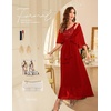 image:imageBeryLove Women Sequin Formal Cocktail Evening Long Wedding Mother Dress  2 Piece Set with Sparkly Lace Dress and Chiffon Shawl Sleeveless V Neck A Line Maxi Gown for Prom Party Bridesmaid EventsRed
