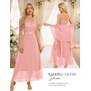 image:imageBeryLove Women Sequin Formal Cocktail Evening Long Wedding Mother Dress  2 Piece Set with Sparkly Lace Dress and Chiffon Shawl Sleeveless V Neck A Line Maxi Gown for Prom Party Bridesmaid EventsBblush