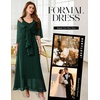 image:imageBeryLove Women Sequin Formal Cocktail Evening Long Wedding Mother Dress  2 Piece Set with Sparkly Lace Dress and Chiffon Shawl Sleeveless V Neck A Line Maxi Gown for Prom Party Bridesmaid EventsBdarkgreen