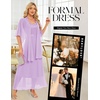 image:imageBeryLove Women Sequin Formal Cocktail Evening Long Wedding Mother Dress  2 Piece Set with Sparkly Lace Dress and Chiffon Shawl Sleeveless V Neck A Line Maxi Gown for Prom Party Bridesmaid EventsBlavender