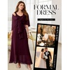 image:imageBeryLove Women Sequin Formal Cocktail Evening Long Wedding Mother Dress  2 Piece Set with Sparkly Lace Dress and Chiffon Shawl Sleeveless V Neck A Line Maxi Gown for Prom Party Bridesmaid EventsBburgundy