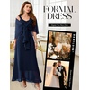 image:imageBeryLove Women Sequin Formal Cocktail Evening Long Wedding Mother Dress  2 Piece Set with Sparkly Lace Dress and Chiffon Shawl Sleeveless V Neck A Line Maxi Gown for Prom Party Bridesmaid EventsBnavy