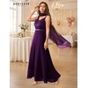 image:imageBeryLove Women Sequin Formal Cocktail Evening Long Wedding Mother Dress  2 Piece Set with Sparkly Lace Dress and Chiffon Shawl Sleeveless V Neck A Line Maxi Gown for Prom Party Bridesmaid EventsBgrape