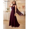 image:imageBeryLove Women Sequin Formal Cocktail Evening Long Wedding Mother Dress  2 Piece Set with Sparkly Lace Dress and Chiffon Shawl Sleeveless V Neck A Line Maxi Gown for Prom Party Bridesmaid EventsBburgundy