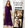 image:imageBeryLove Women Sequin Formal Cocktail Evening Long Wedding Mother Dress  2 Piece Set with Sparkly Lace Dress and Chiffon Shawl Sleeveless V Neck A Line Maxi Gown for Prom Party Bridesmaid EventsBgrape