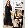 image:imageBeryLove Women Sequin Formal Cocktail Evening Long Wedding Mother Dress  2 Piece Set with Sparkly Lace Dress and Chiffon Shawl Sleeveless V Neck A Line Maxi Gown for Prom Party Bridesmaid EventsBblack