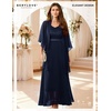 image:imageBeryLove Women Sequin Formal Cocktail Evening Long Wedding Mother Dress  2 Piece Set with Sparkly Lace Dress and Chiffon Shawl Sleeveless V Neck A Line Maxi Gown for Prom Party Bridesmaid EventsBnavy