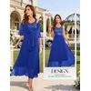 image:imageBeryLove Women Sequin Formal Cocktail Evening Long Wedding Mother Dress  2 Piece Set with Sparkly Lace Dress and Chiffon Shawl Sleeveless V Neck A Line Maxi Gown for Prom Party Bridesmaid EventsRoyalblue