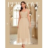 image:imageBeryLove Women Sequin Formal Cocktail Evening Long Wedding Mother Dress  2 Piece Set with Sparkly Lace Dress and Chiffon Shawl Sleeveless V Neck A Line Maxi Gown for Prom Party Bridesmaid EventsChampagne