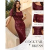 image:imageBeryLove Women Sequin Formal Cocktail Party Prom Bodycon Dresses  2026 Sparkly Ruffle Sleeves DressBurgundy