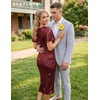 image:imageBeryLove Women Sequin Formal Cocktail Party Prom Bodycon Dresses  2026 Sparkly Ruffle Sleeves DressBurgundy