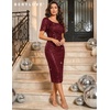 image:imageBeryLove Women Sequin Formal Cocktail Party Prom Bodycon Dresses  2026 Sparkly Ruffle Sleeves DressBurgundy