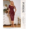 image:imageBeryLove Women Sequin Formal Cocktail Party Prom Bodycon Dresses  2026 Sparkly Ruffle Sleeves DressBurgundy