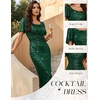 image:imageBeryLove Women Sequin Formal Cocktail Party Prom Bodycon Dresses  2026 Sparkly Ruffle Sleeves DressDarkgreen