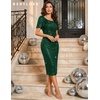 image:imageBeryLove Women Sequin Formal Cocktail Party Prom Bodycon Dresses  2026 Sparkly Ruffle Sleeves DressDarkgreen