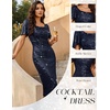 image:imageBeryLove Women Sequin Formal Cocktail Party Prom Bodycon Dresses  2026 Sparkly Ruffle Sleeves DressNavy