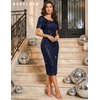 image:imageBeryLove Women Sequin Formal Cocktail Party Prom Bodycon Dresses  2026 Sparkly Ruffle Sleeves DressNavy