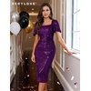 image:imageBeryLove Women Sequin Formal Cocktail Party Prom Bodycon Dresses  2026 Sparkly Ruffle Sleeves DressPurple
