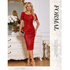 image:imageBeryLove Women Sequin Formal Cocktail Party Prom Bodycon Dresses  2026 Sparkly Ruffle Sleeves DressRed
